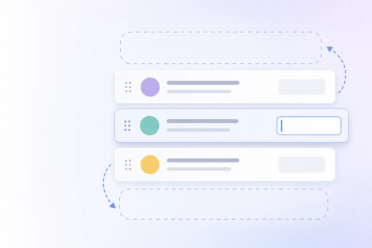 AI-generated editorial illustration of an Angular list row whose state is preserved or lost depending on the tracking key.