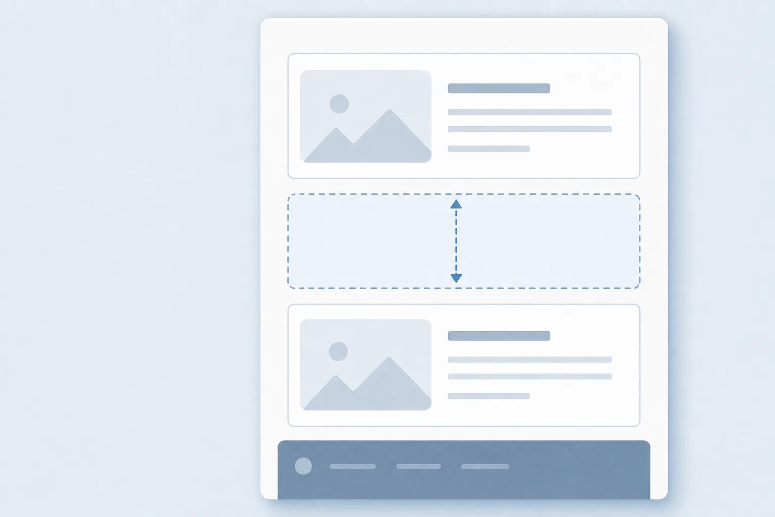 AI-generated editorial illustration of a hidden content panel reserving space in a document layout