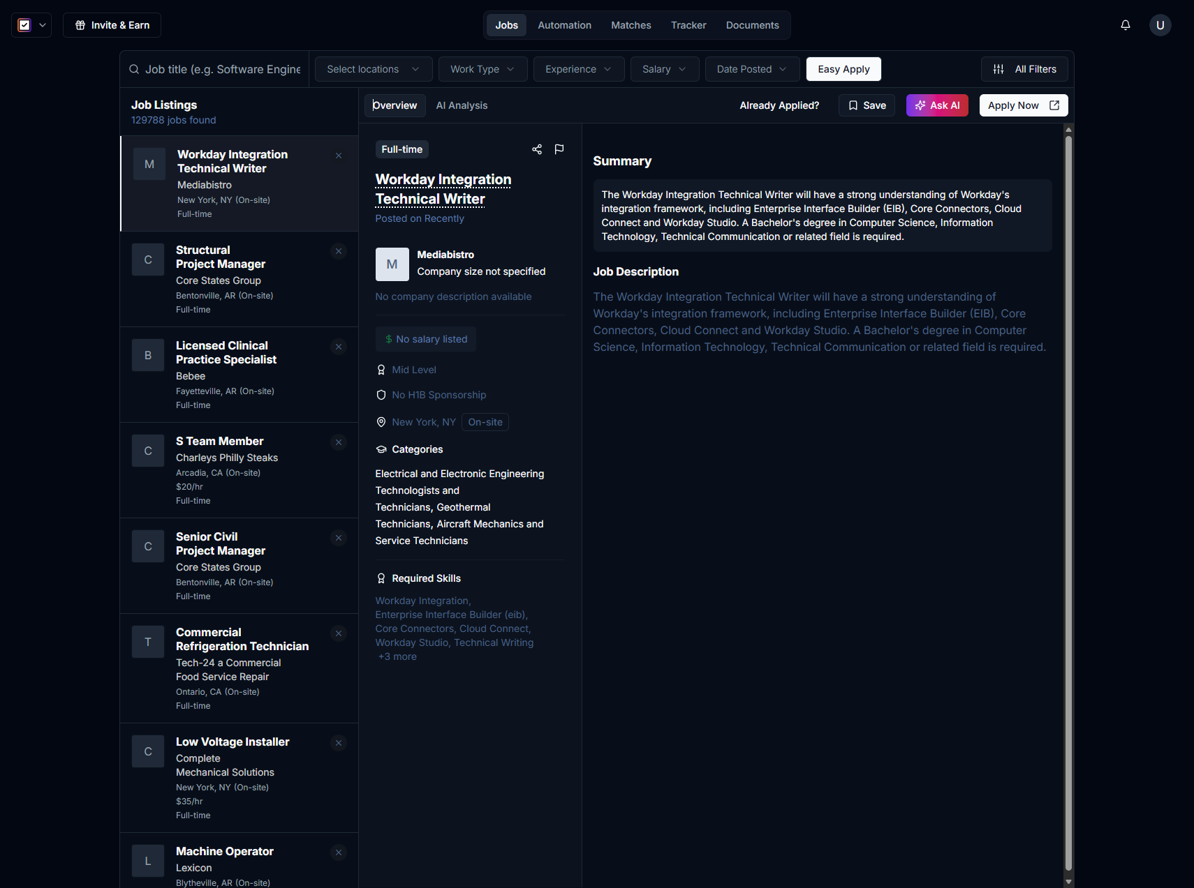 Hirli interface, view 1