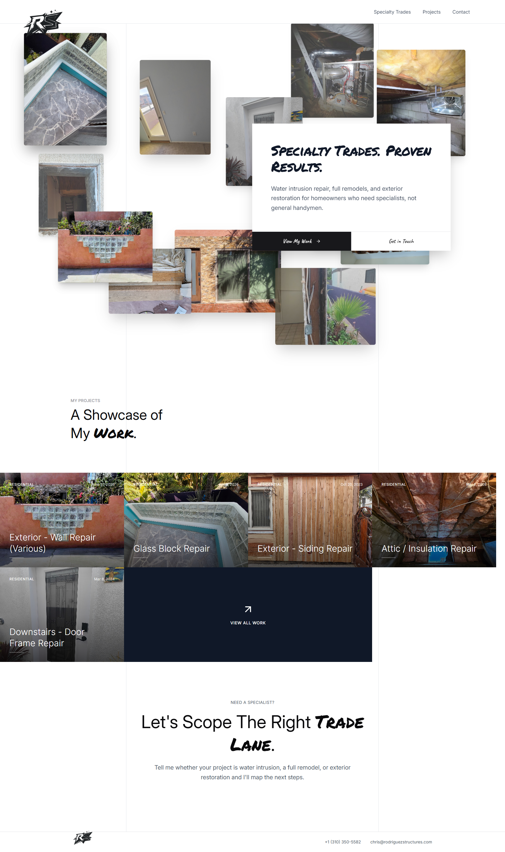 Rodriguez Structures Website interface, view 1