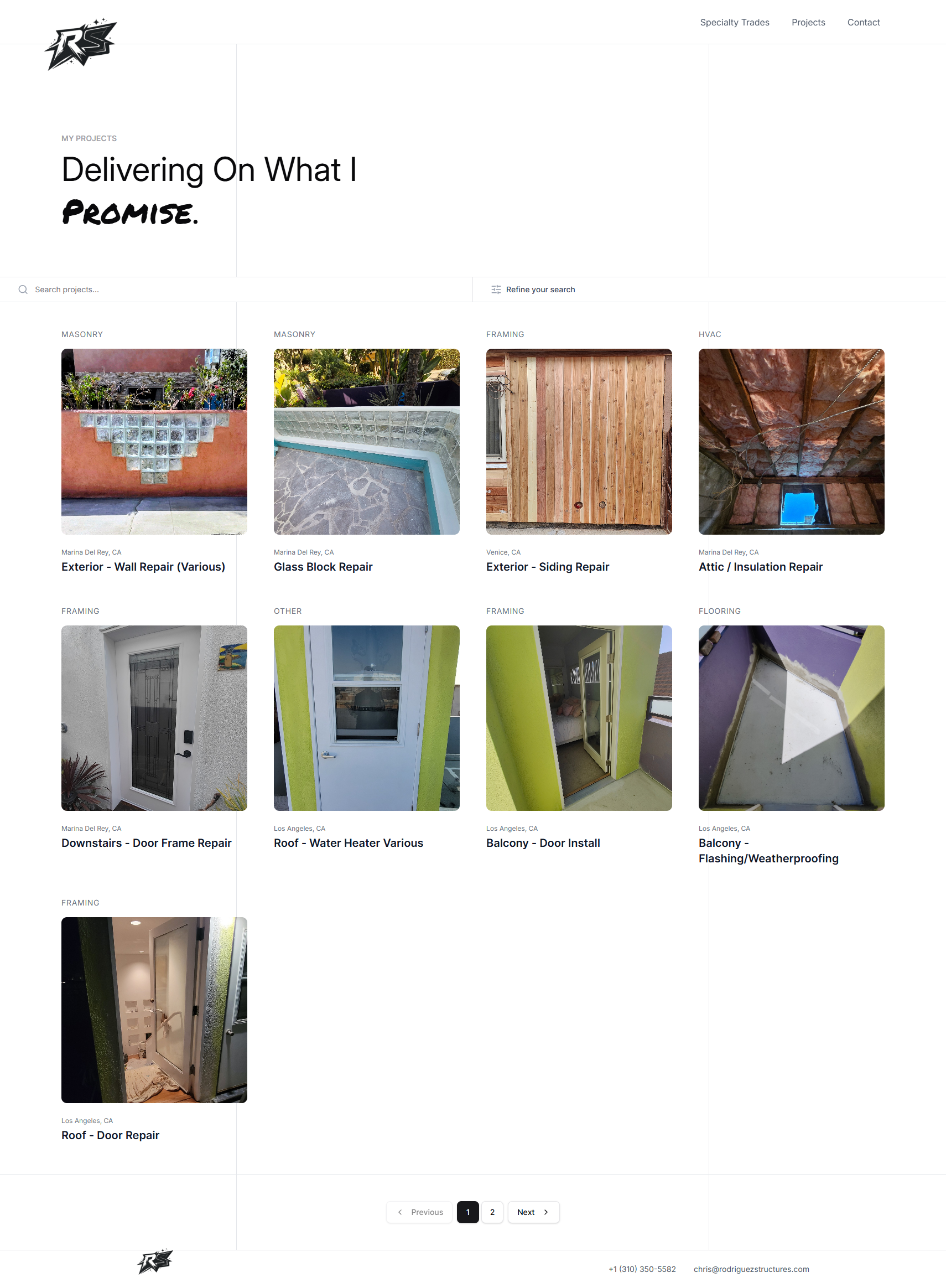 Rodriguez Structures Website interface, view 3