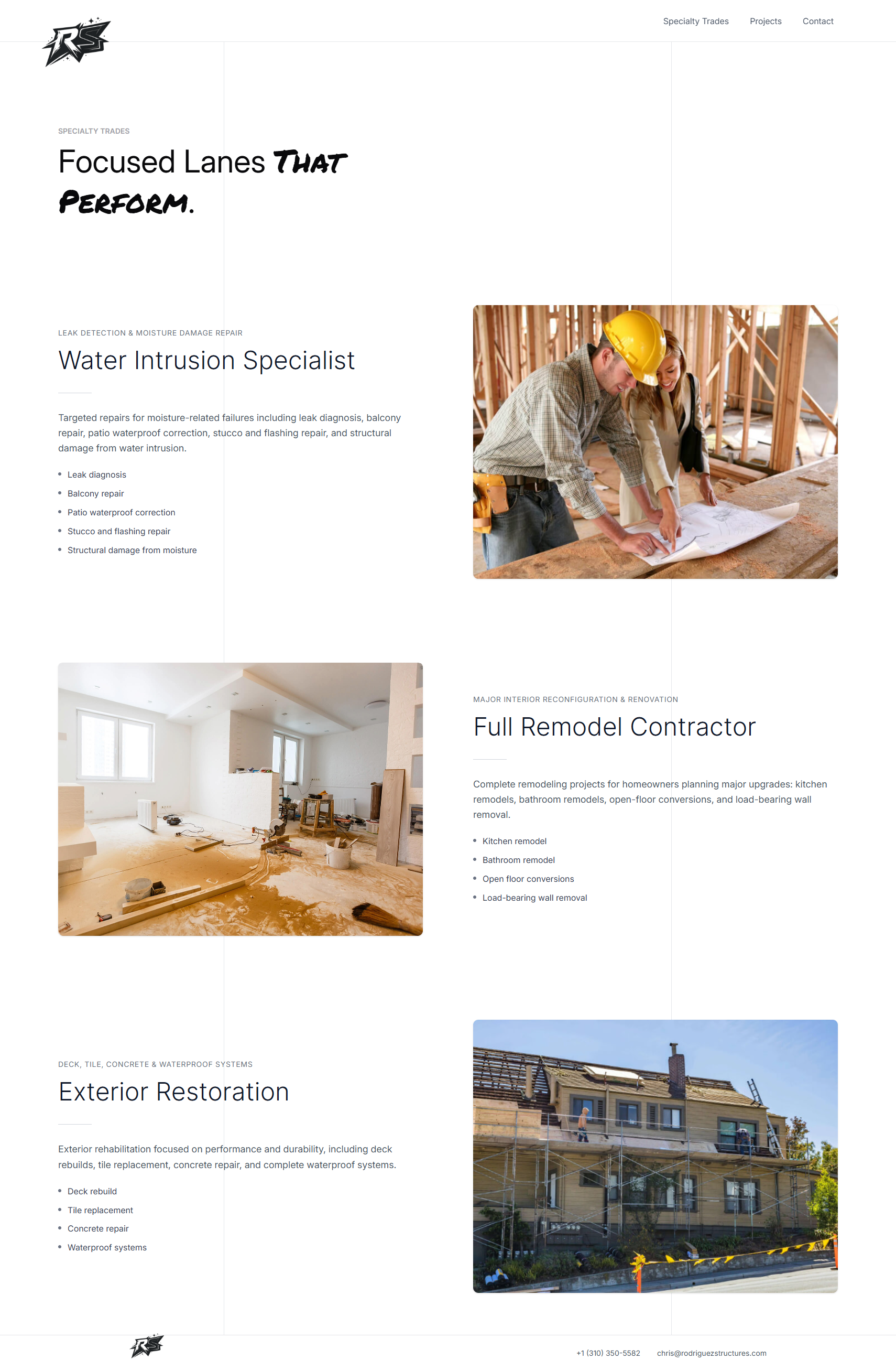 Rodriguez Structures Website interface, view 2