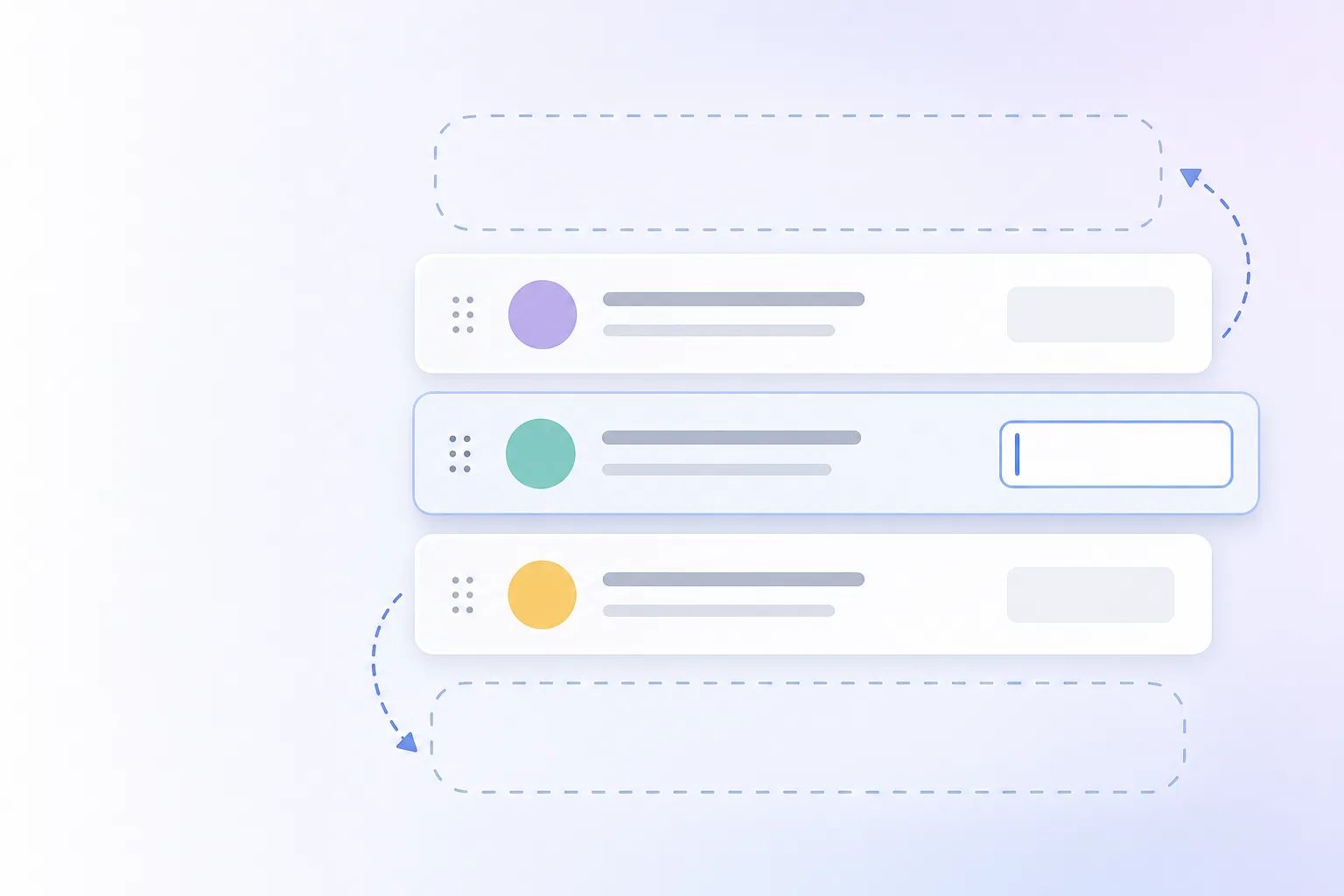 AI-generated editorial illustration of an Angular list row whose state is preserved or lost depending on the tracking key.