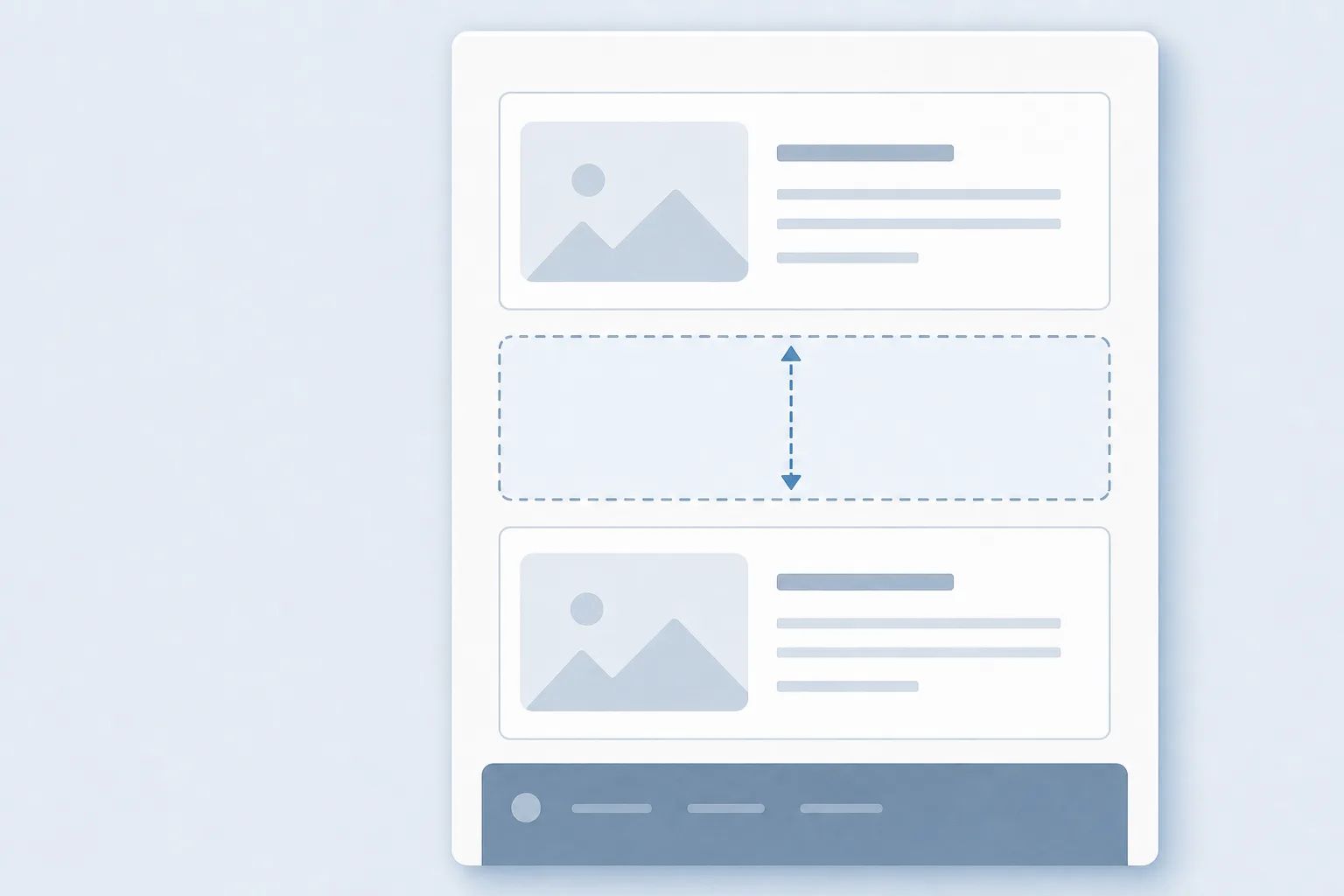 AI-generated editorial illustration of a hidden content panel reserving space in a document layout