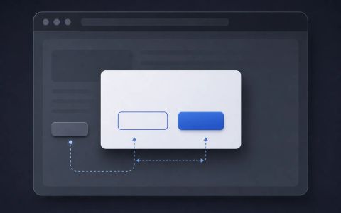 AI-generated editorial illustration of a native modal dialog centered above a dimmed page, with two internal controls and one background control suggested in a restrained interface composition.